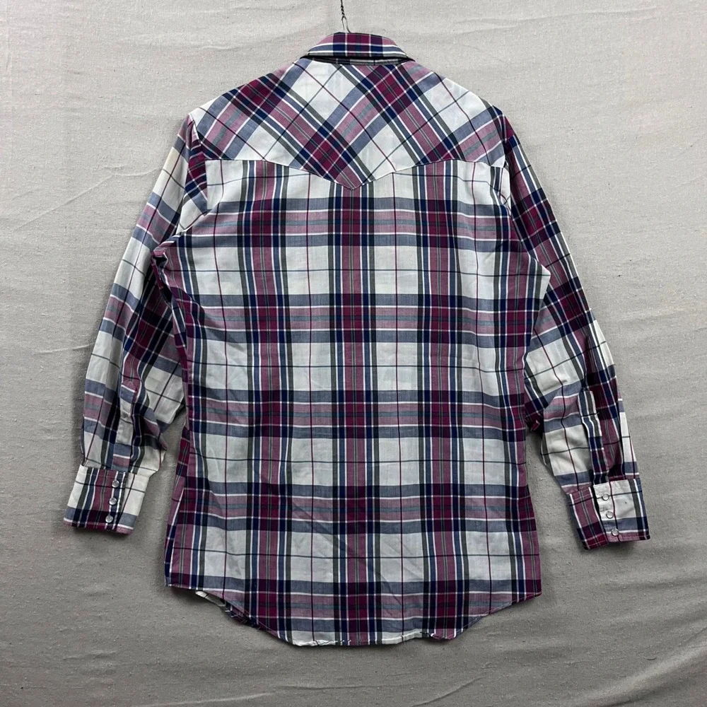 Ely Plains Western Shirt Mens 15.5 32-33 Multicolor Plaid Pearl Snap Long Sleeve